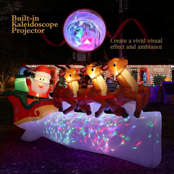 ⚡10.8 FT Christmas Inflatables Santa Reindeer Light Yard Outdoor Decorations - Picture 3 of 9